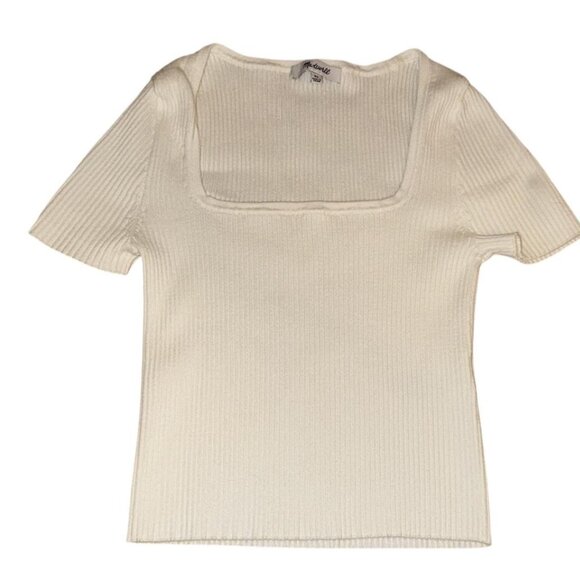 Madewell White ribbed square neck crop top - Picture 1 of 2